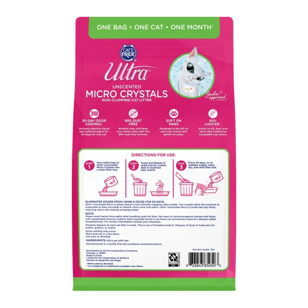 Cat's Pride Ultra Micro Crystals – Arena de Cristales sin Aroma para Gato (2.27 kg)