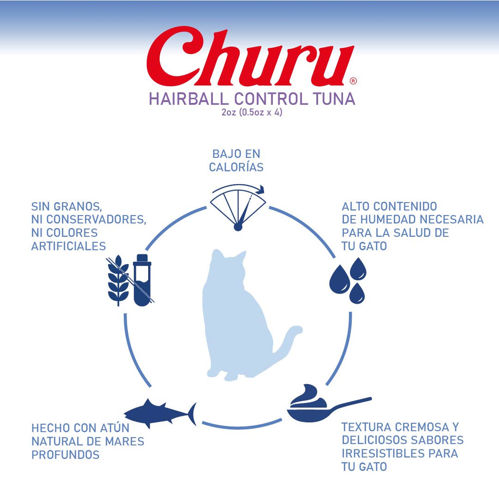 Churu Hairball – Caja con 6 Bolsas (4 tubos c/u) - Control de Bolas de Pelo