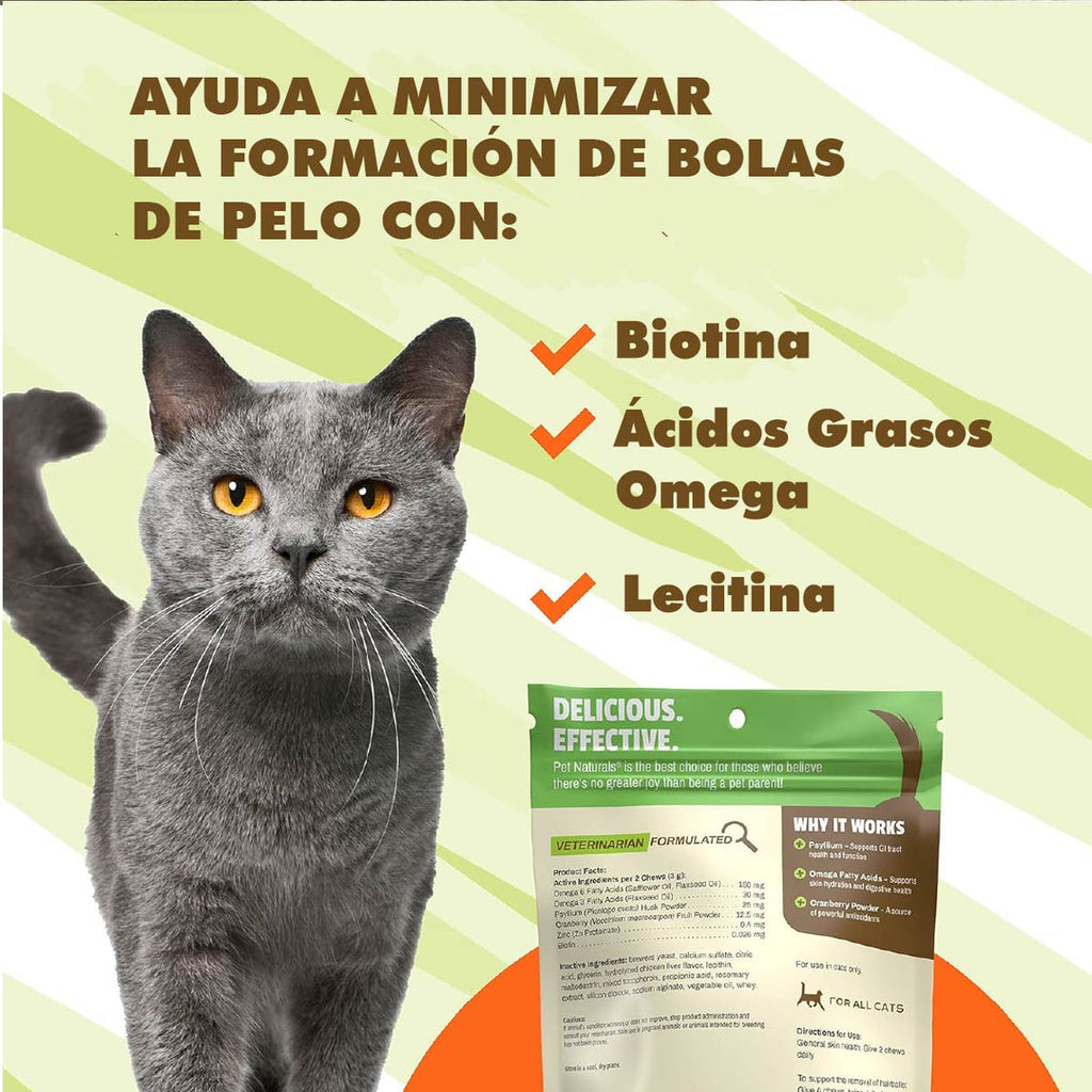 Hairball Chew para Gatos – Pet Naturals 240g. Control Natural de Bolas de Pelo