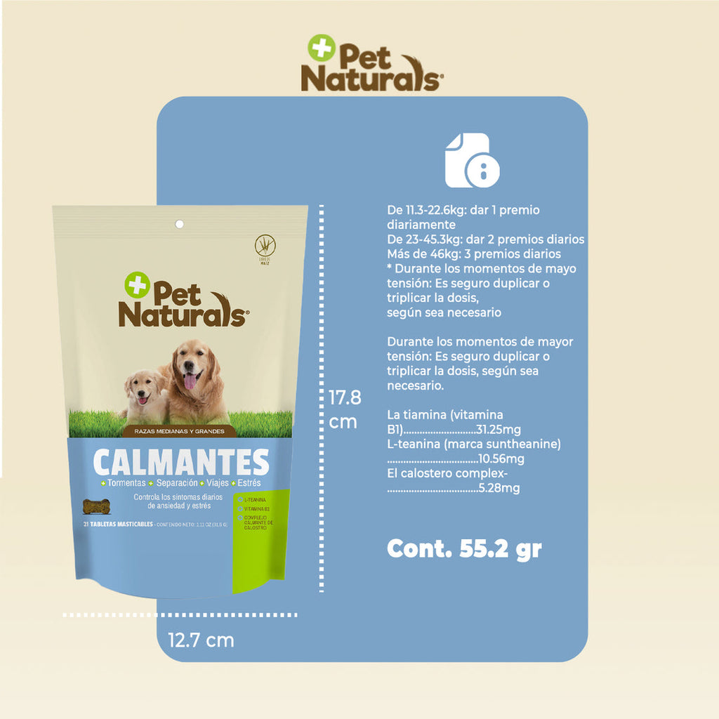 Pet Naturals Calmantes para Perros Medianos y Grandes – 67.2 g (21 Pastillas)