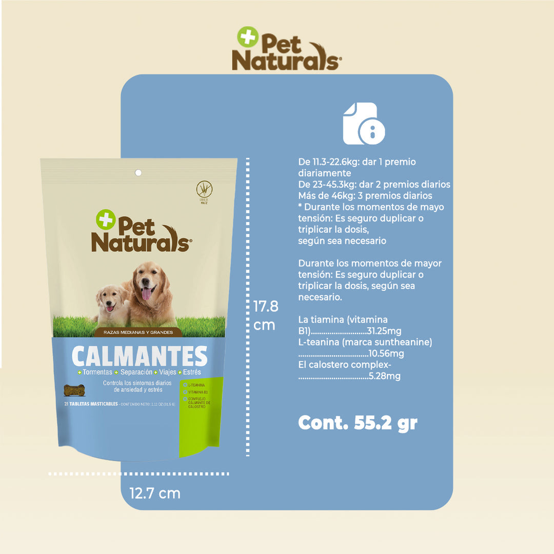 Pet Naturals Calmantes para Perros Medianos y Grandes – 67.2 g (21 Pastillas)