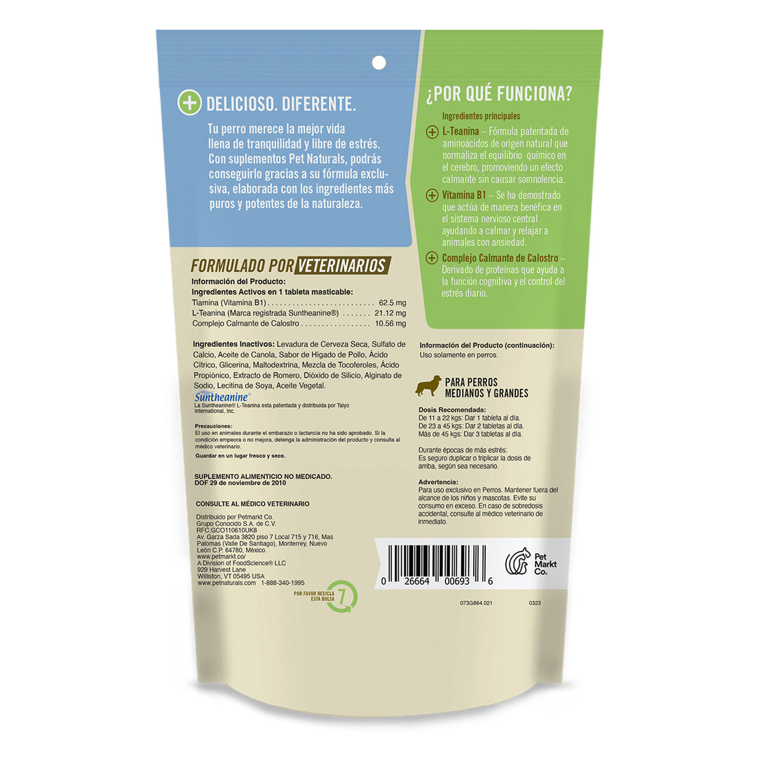 Pet Naturals Calmantes para Perros Medianos y Grandes – 67.2 g (21 Pastillas)