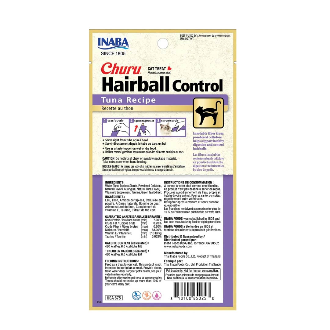 Churu Hairball – Caja con 6 Bolsas (4 tubos c/u) - Control de Bolas de Pelo